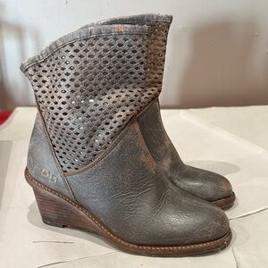 BED|STU Gray Perforated Wedge Boots